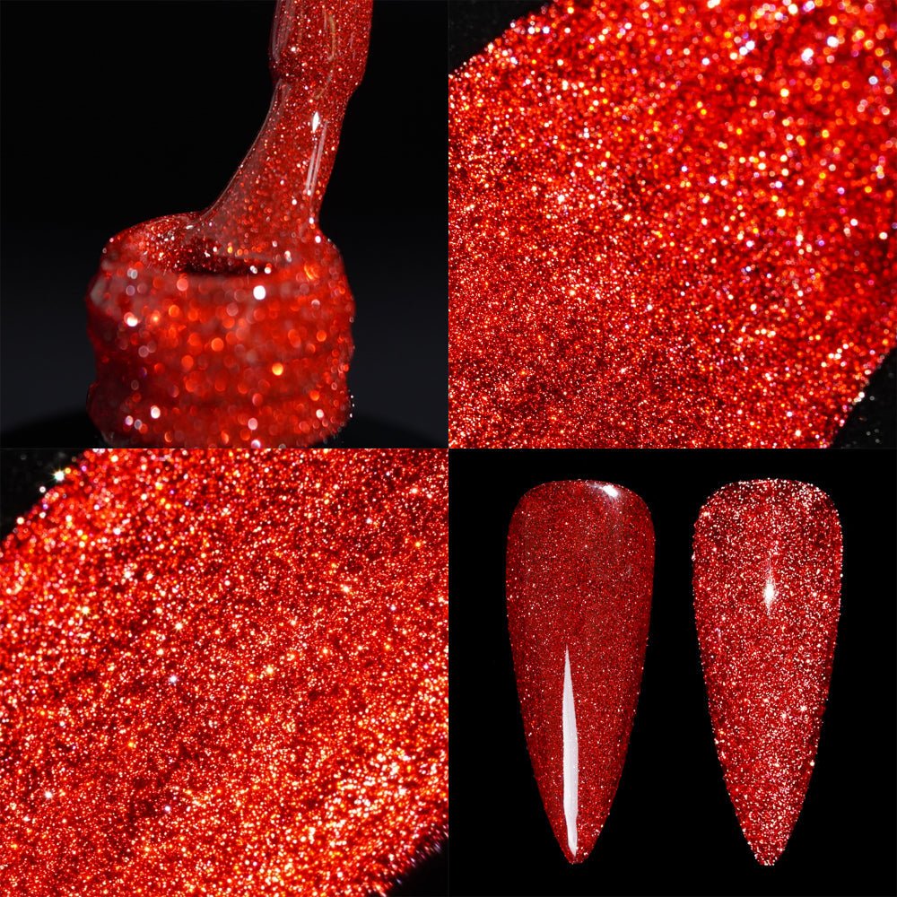 LDS 07 Blood Orange (ver2) - Gel Polish 0.5 oz - Diamond Reflective Glitter - DTK Nail Supply