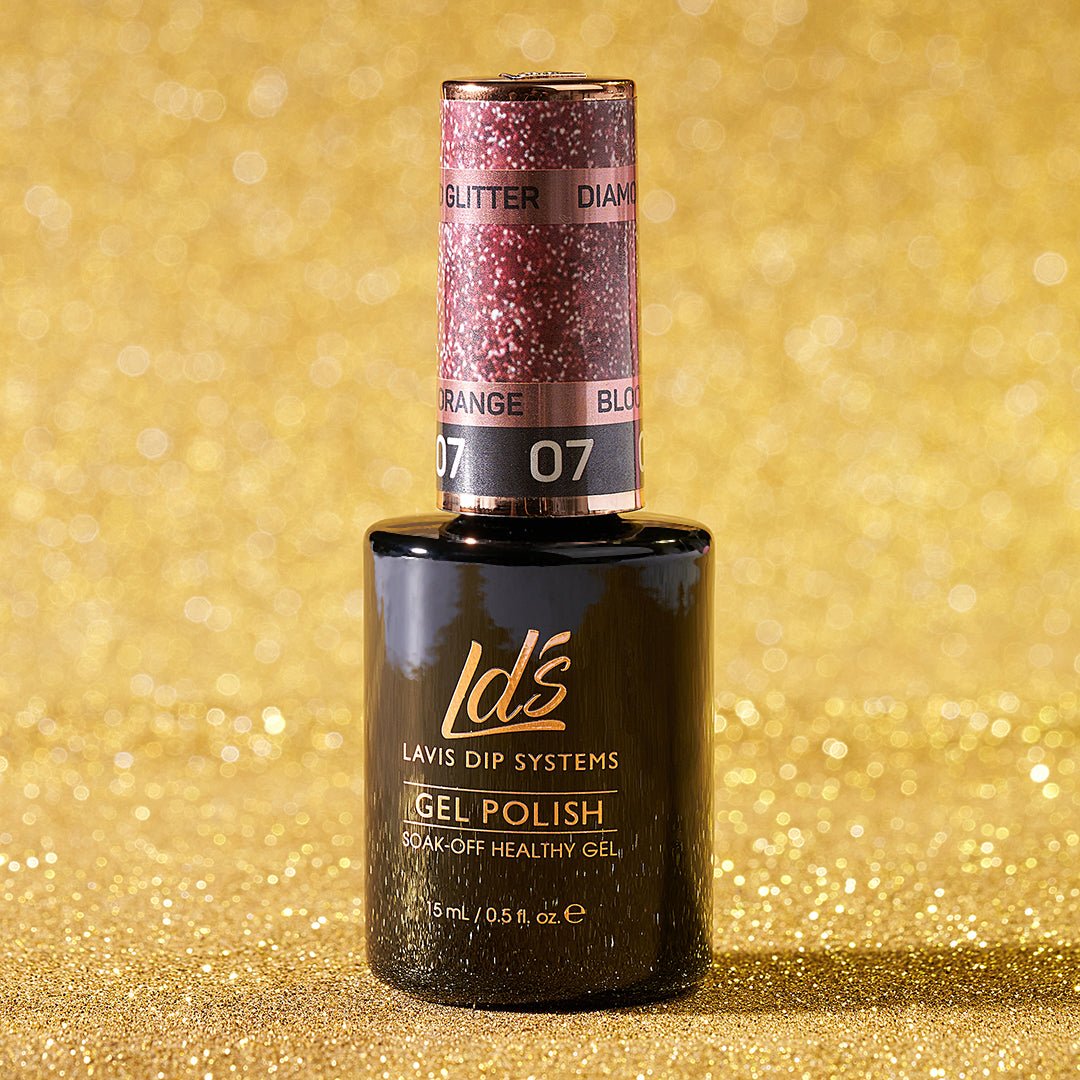 LDS 07 Blood Orange (ver2) - Gel Polish 0.5 oz - Diamond Reflective Glitter - DTK Nail Supply