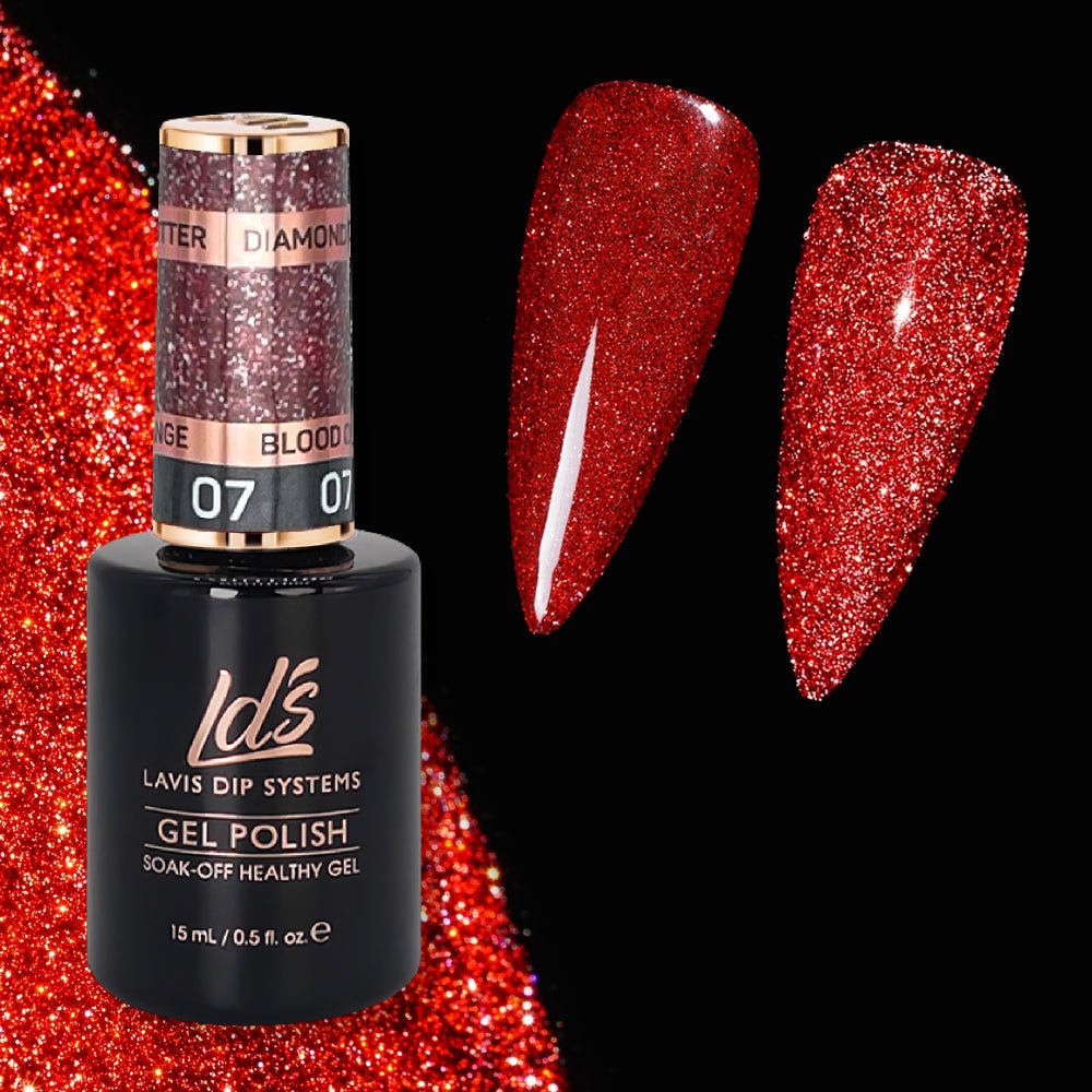 LDS 07 Blood Orange (ver2) - Gel Polish 0.5 oz - Diamond Reflective Glitter - DTK Nail Supply