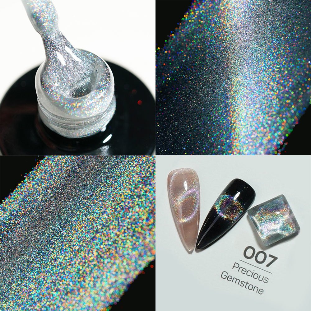 LDS 07 Precious Gemstone - Gel Polish 0.5 oz - 9D Rainbow Cat Eyes - DTK Nail Supply