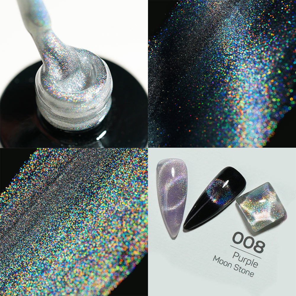 LDS 08 Purple Moon Stone - Gel Polish 0.5 oz - 9D Rainbow Cat Eyes - DTK Nail Supply