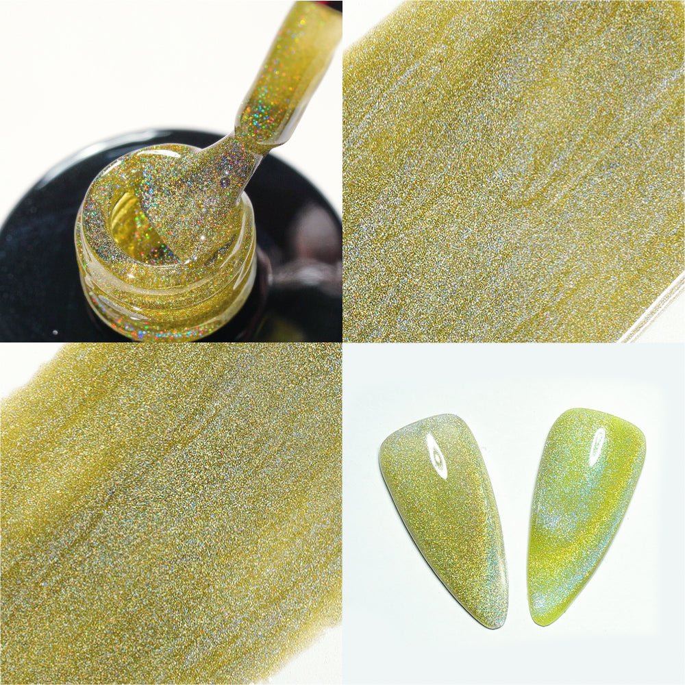LDS 09 Peridot - Gel Polish 0.5 oz - Laser Rainbow Cat Eye - DTK Nail Supply
