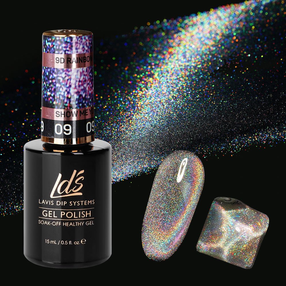 LDS 09 Show Me Your Xavia - Gel Polish 0.5 oz - 9D Rainbow Cat Eyes - DTK Nail Supply