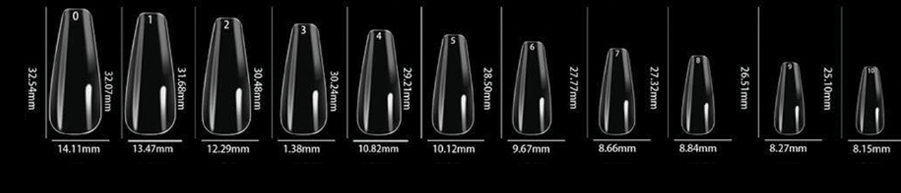 LDS - 10 Coffin Long Clear Nail Tips (Full Cover) (Box of 600PCS) - DTK Nail Supply