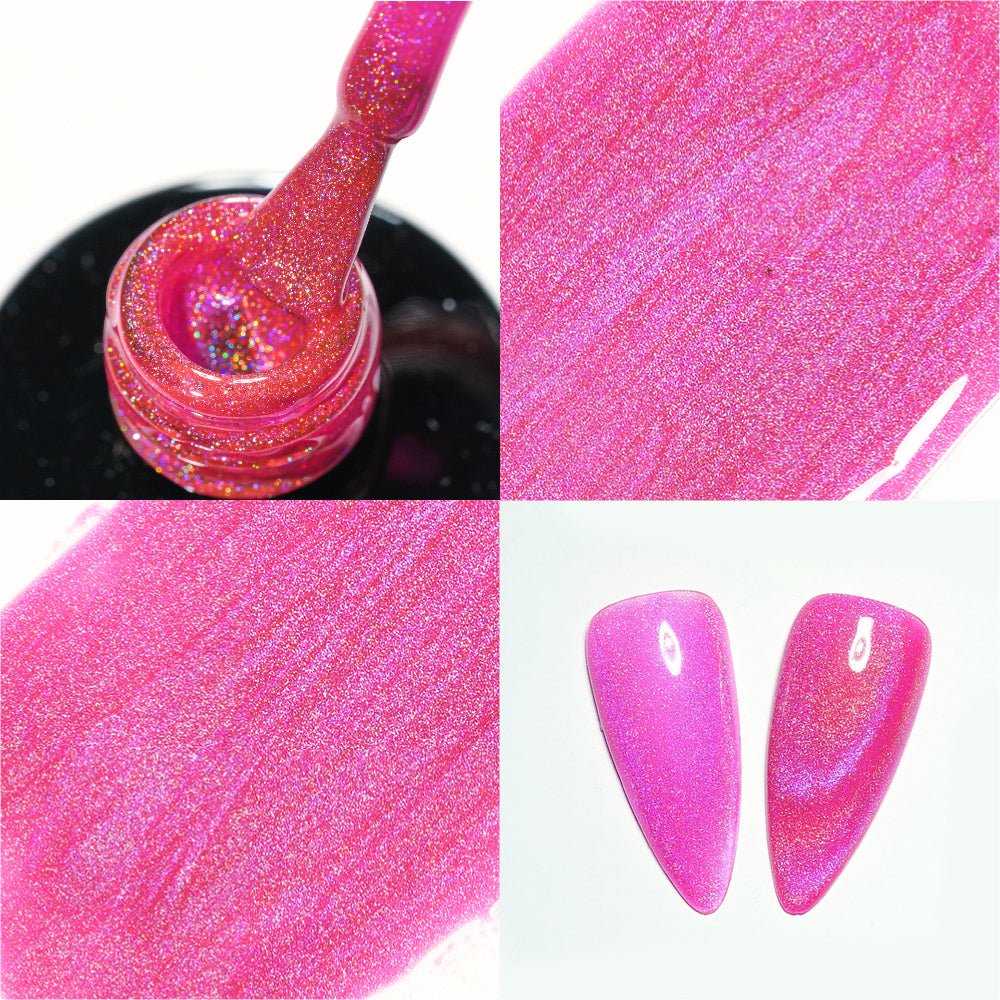 LDS 10 Pink Yarrow - Gel Polish 0.5 oz - Laser Rainbow Cat Eye - DTK Nail Supply