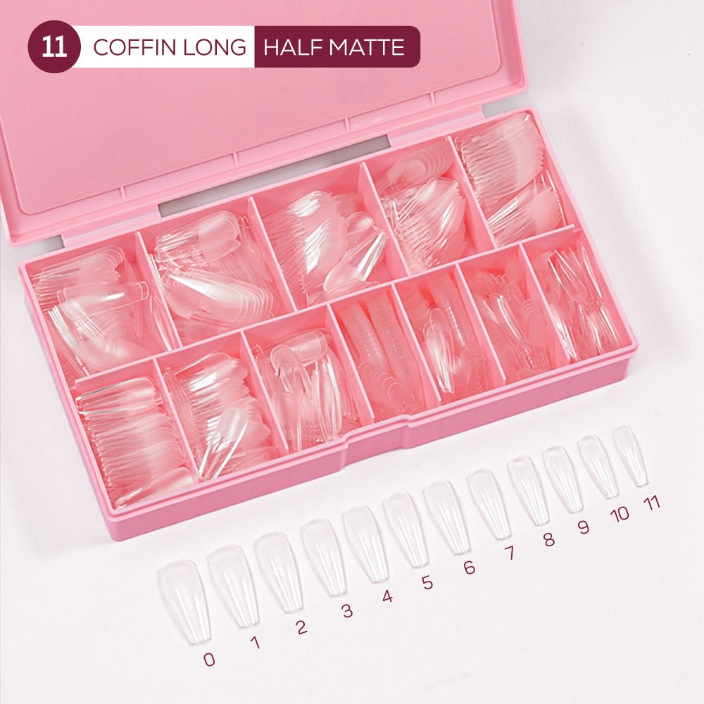 LDS - 11 Coffin Long Half Matte Nail Tips (Full Cover) (Box of 600PCS) - DTK Nail Supply