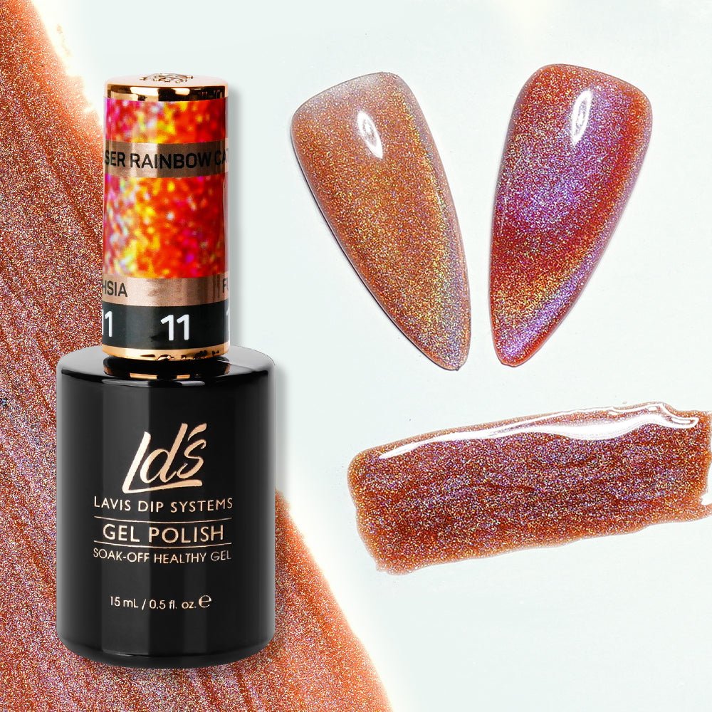LDS 11 Fuchsia - Gel Polish 0.5 oz - Laser Rainbow Cat Eye - DTK Nail Supply