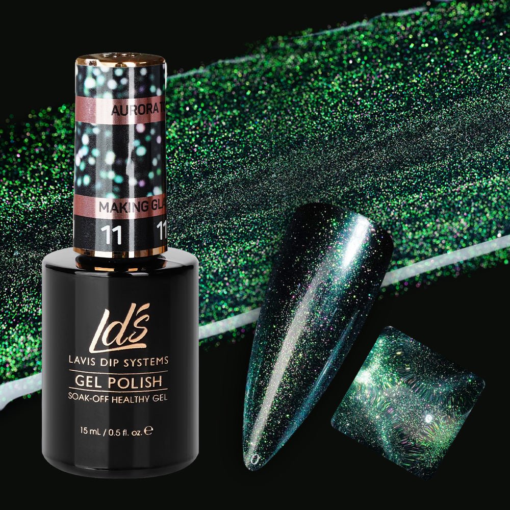 LDS 11 Making Glass Green - Gel Polish 0.5 oz - Aurora Top Coat - DTK Nail Supply