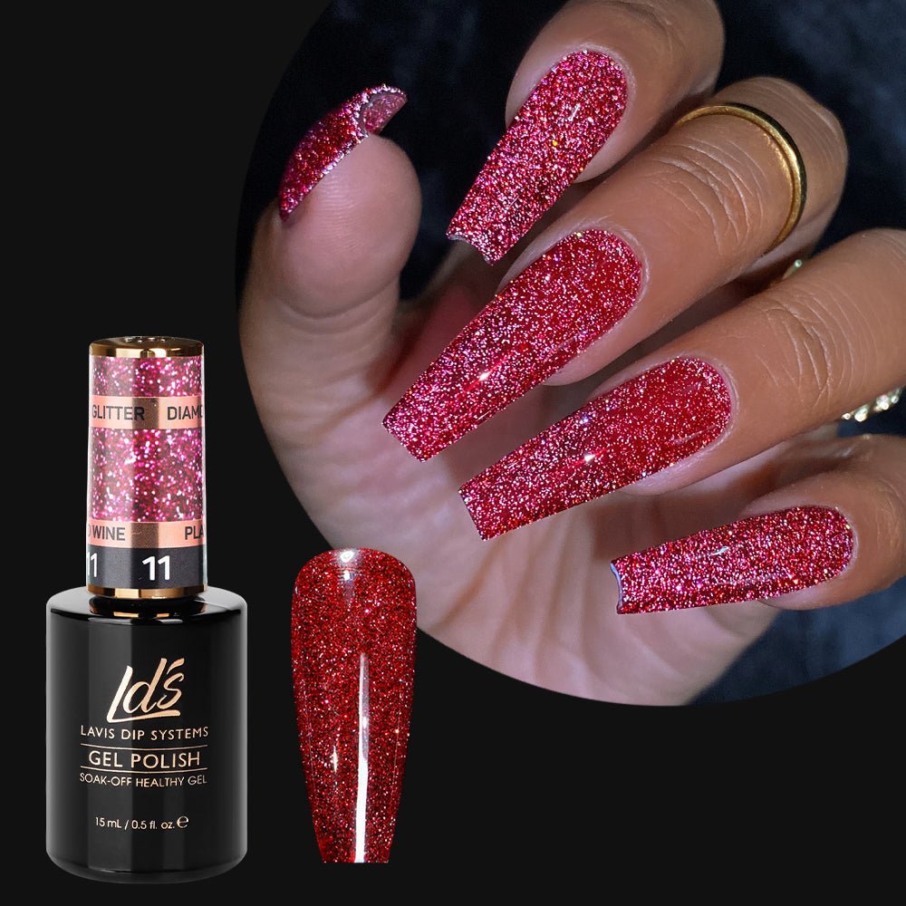 LDS 11 Play To Wine (ver2) - Gel Polish 0.5 oz - Diamond Reflective Glitter - DTK Nail Supply