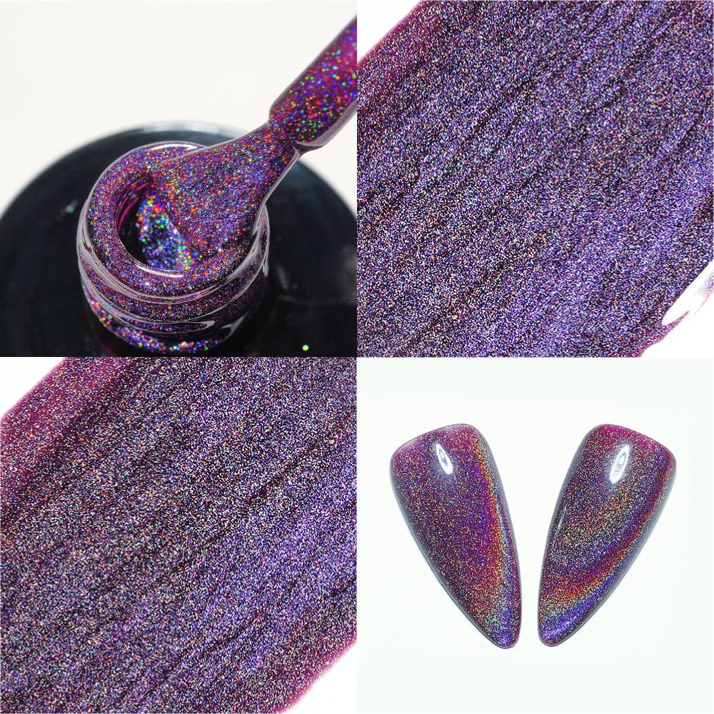 LDS 12 Burgundy - Gel Polish 0.5 oz - Laser Rainbow Cat Eye - DTK Nail Supply