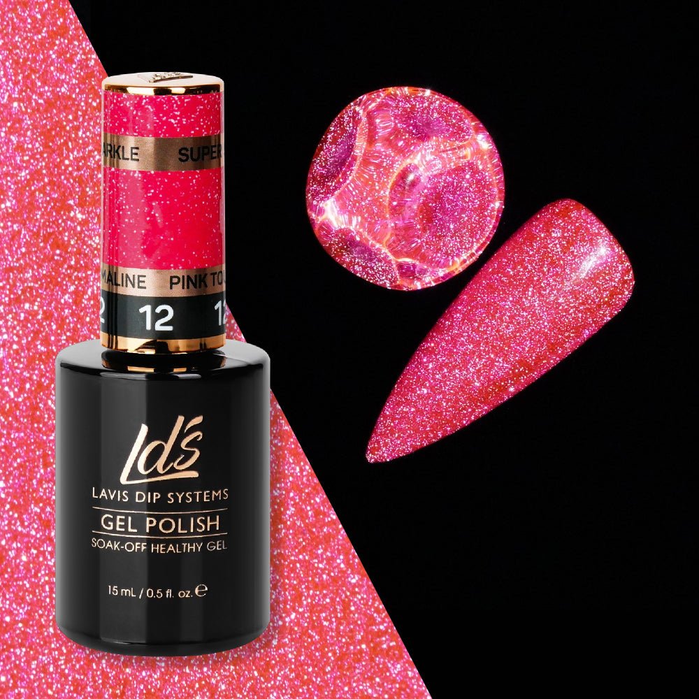 LDS 12 - Gel Polish 0.5 oz - Super Sparkle Reflective Collection - DTK Nail Supply