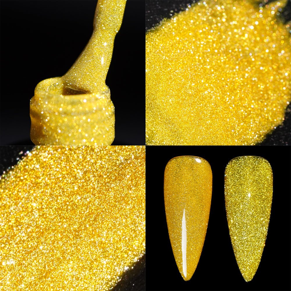 LDS 12 Gold Rush - Gel Polish 0.5 oz - Diamond Reflective Glitter Collection - DTK Nail Supply