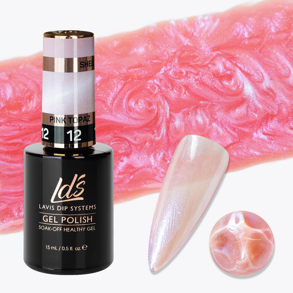 LDS 12 Pink Topaz - Gel Polish 0.5 oz - Shell Aurora - DTK Nail Supply