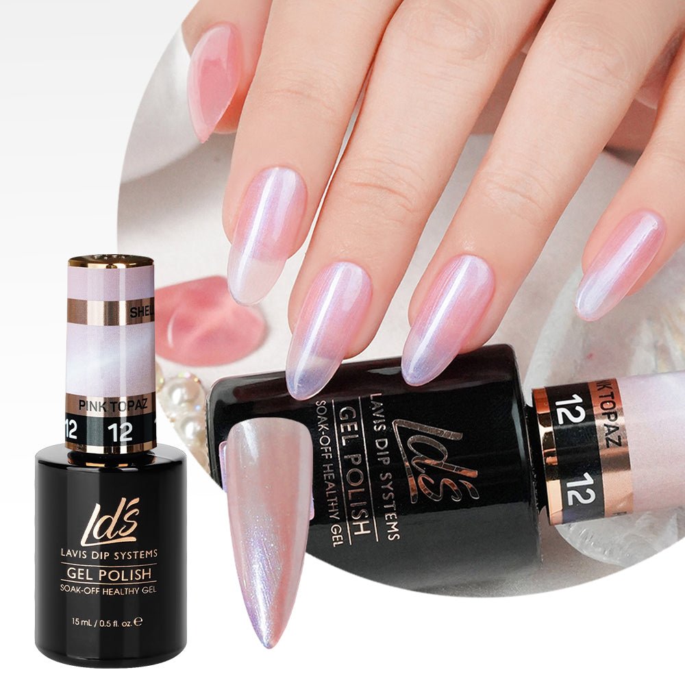 LDS 12 Pink Topaz - Gel Polish 0.5 oz - Shell Aurora - DTK Nail Supply