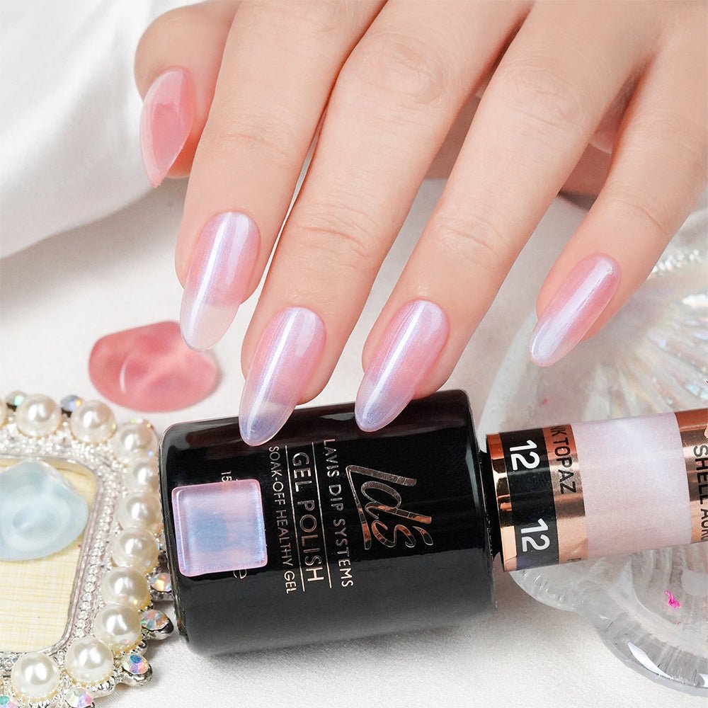 LDS 12 Pink Topaz - Gel Polish 0.5 oz - Shell Aurora - DTK Nail Supply
