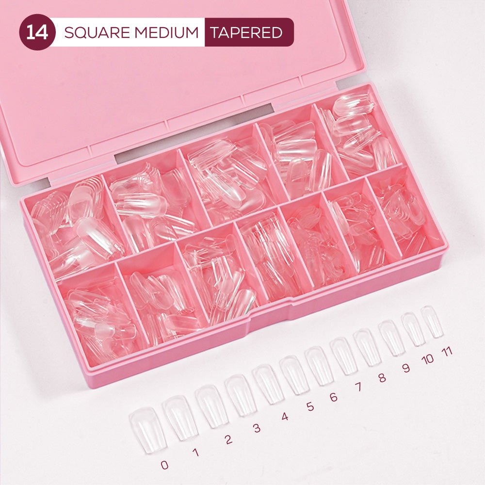 LDS - 14 Square Medium Tapered Nail Tips (Full Cover) (Box of 600PCS) - DTK Nail Supply