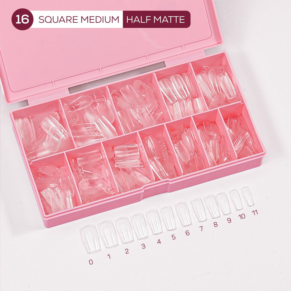 LDS - 16 Square Medium Half Matte Nail Tips (Full Cover) (Box of 600PCS) - DTK Nail Supply