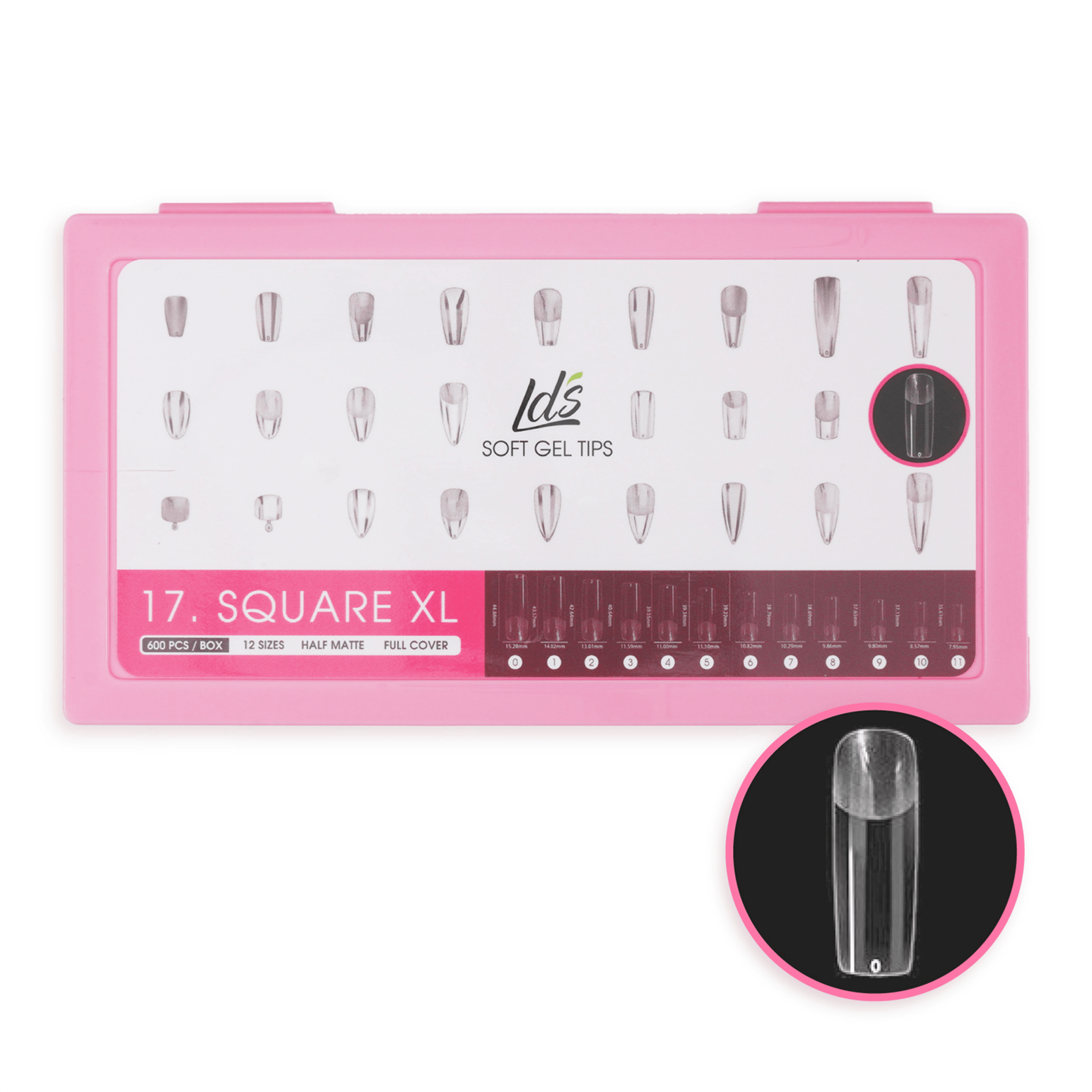 LDS - 17 Square XL Half Matte Nail Tips (Full Cover) (Box of 600PCS) - DTK Nail Supply