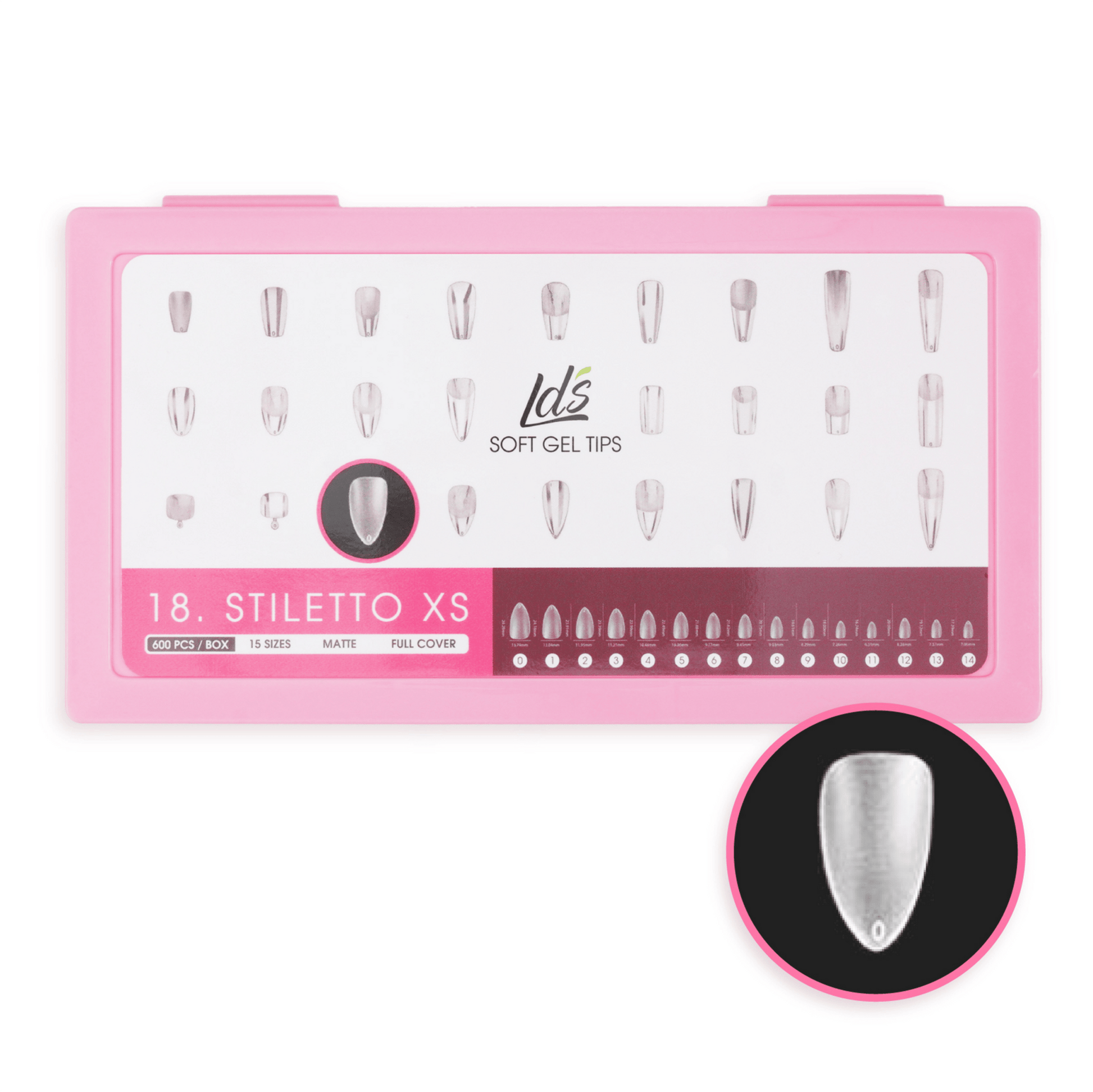 LDS - 18 Stiletto XS Matte Nail Tips (Full Cover) (Box of 600PCS) - DTK Nail Supply