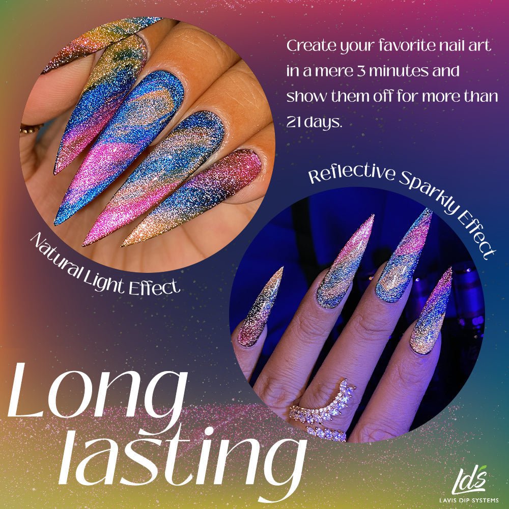 LDS 2 Cyan Shine - Gel Polish 0.5 oz - Reflective Glitter Cat Eyes - DTK Nail Supply