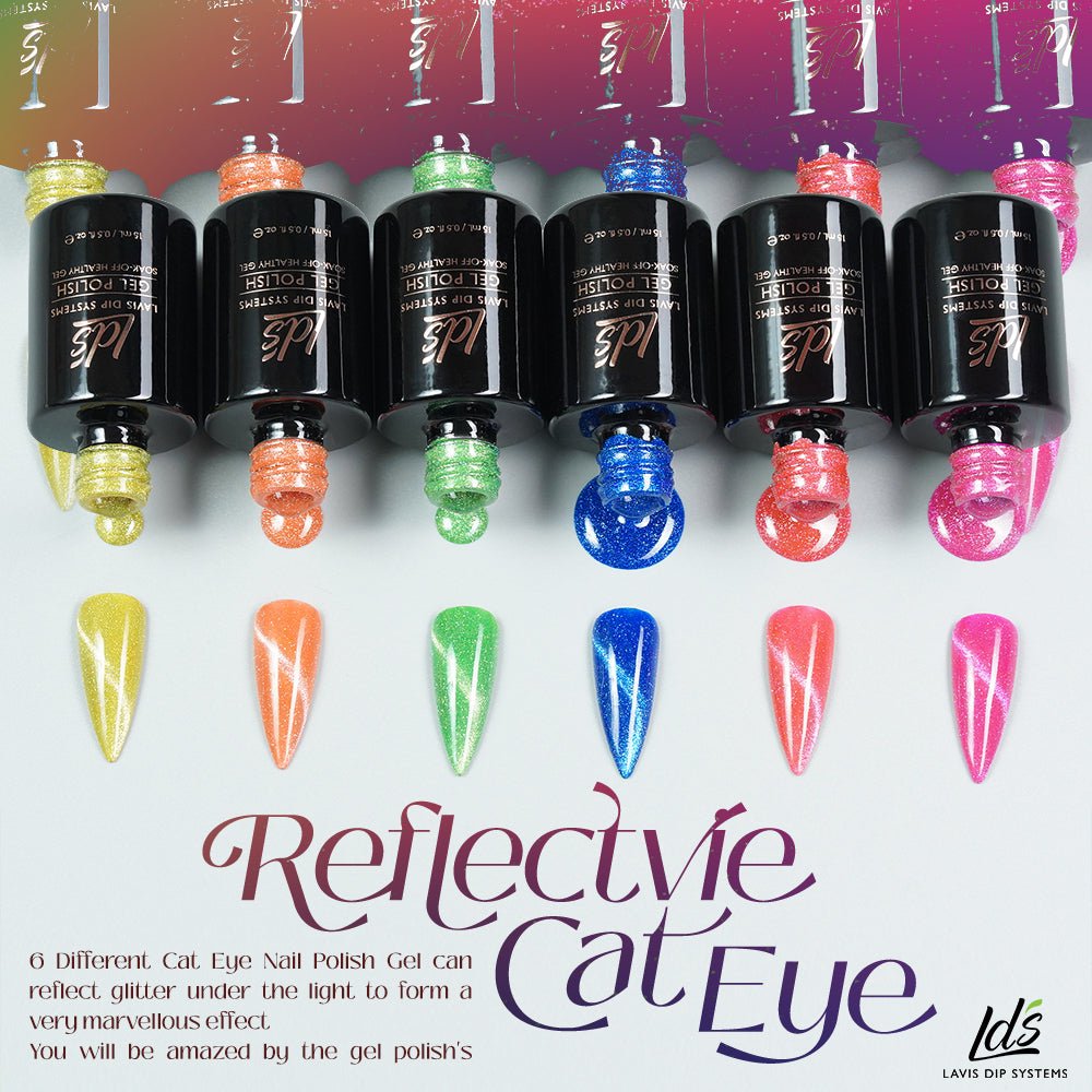 LDS 2 Cyan Shine - Gel Polish 0.5 oz - Reflective Glitter Cat Eyes - DTK Nail Supply