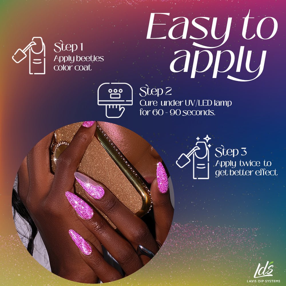 LDS 2 Cyan Shine - Gel Polish 0.5 oz - Reflective Glitter Cat Eyes - DTK Nail Supply