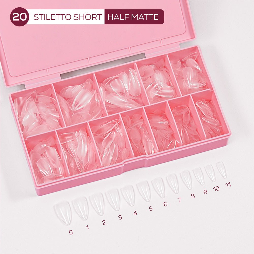 LDS - 20 Stiletto Short Half Matte Nail Tips (Full Cover) (Box of 600PCS) - DTK Nail Supply