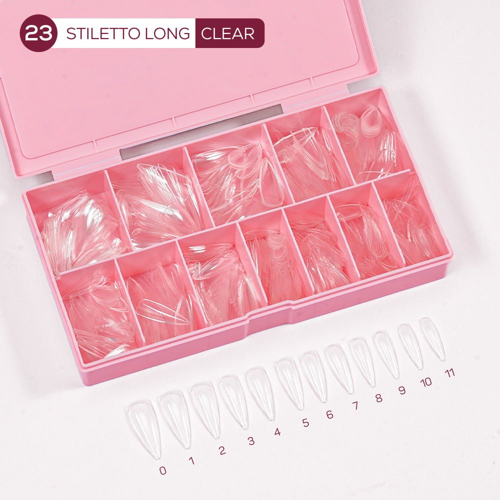 LDS - 23 Stiletto Long Clear Nail Tips (Full Cover) (Box of 600PCS) - DTK Nail Supply