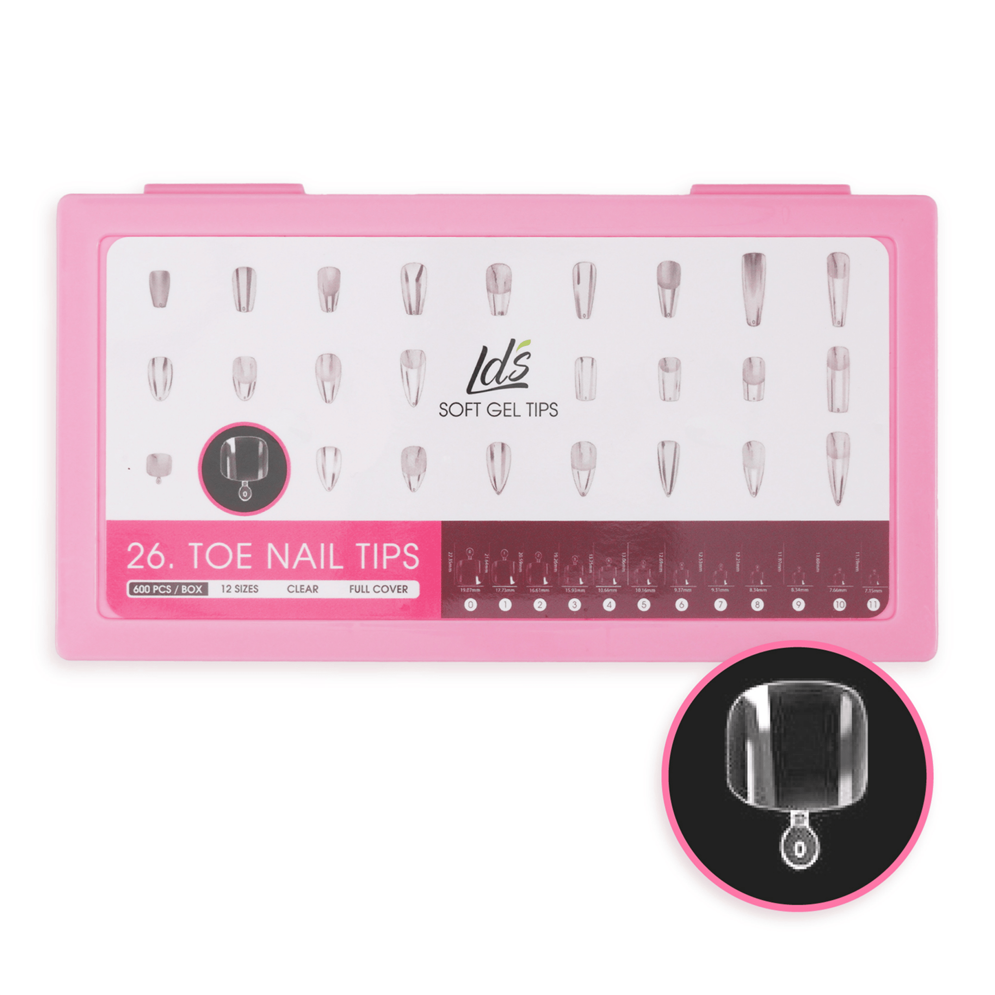 LDS - 26 Toe Nail Tips Clear Nail Tips (Full Cover) (Box of 600PCS) - DTK Nail Supply