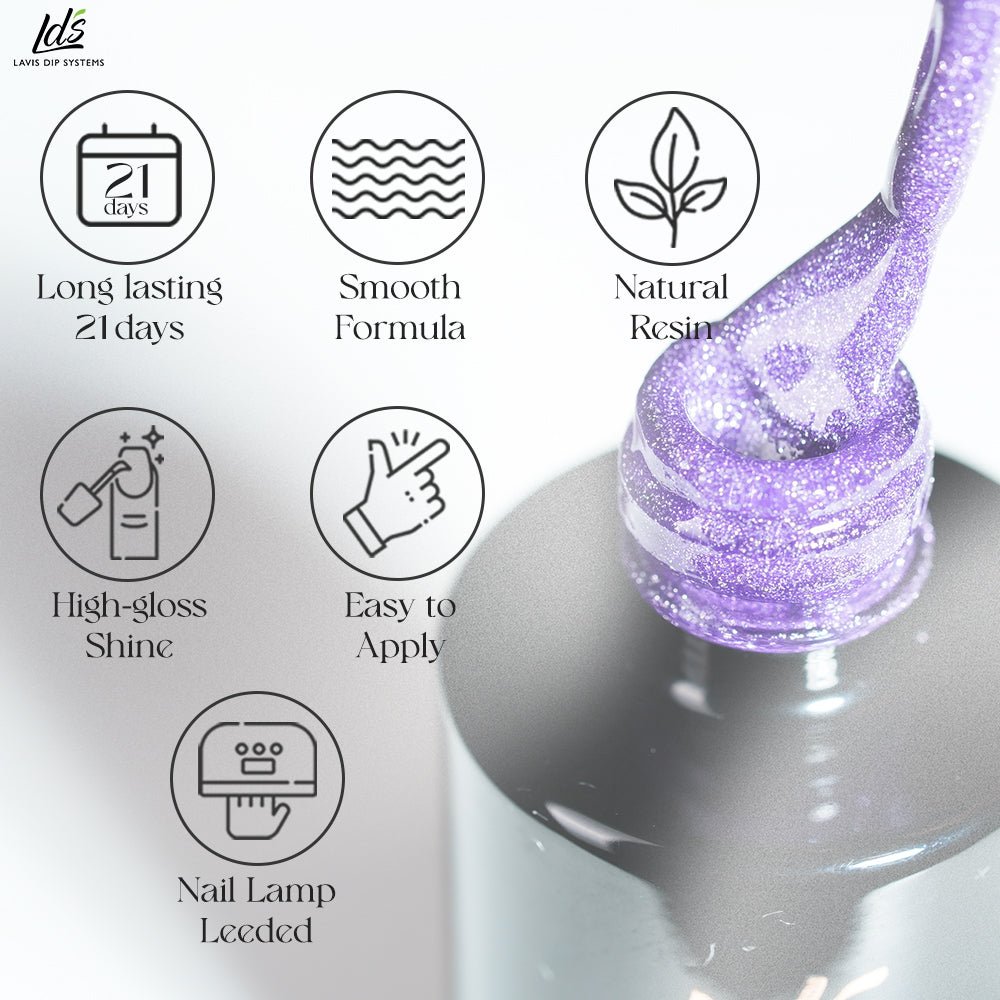 LDS 3 Dandelion - Gel Polish 0.5 oz - Reflective Glitter Glow In The Dark - DTK Nail Supply