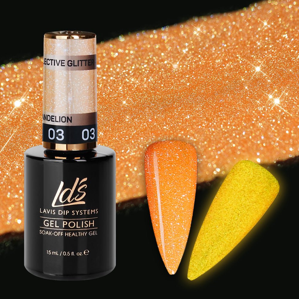 LDS 3 Dandelion - Gel Polish 0.5 oz - Reflective Glitter Glow In The Dark - DTK Nail Supply