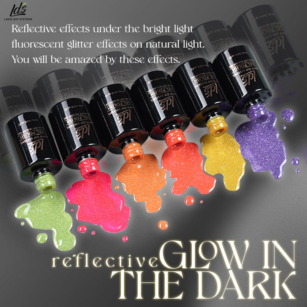 LDS 3 Dandelion - Gel Polish 0.5 oz - Reflective Glitter Glow In The Dark - DTK Nail Supply