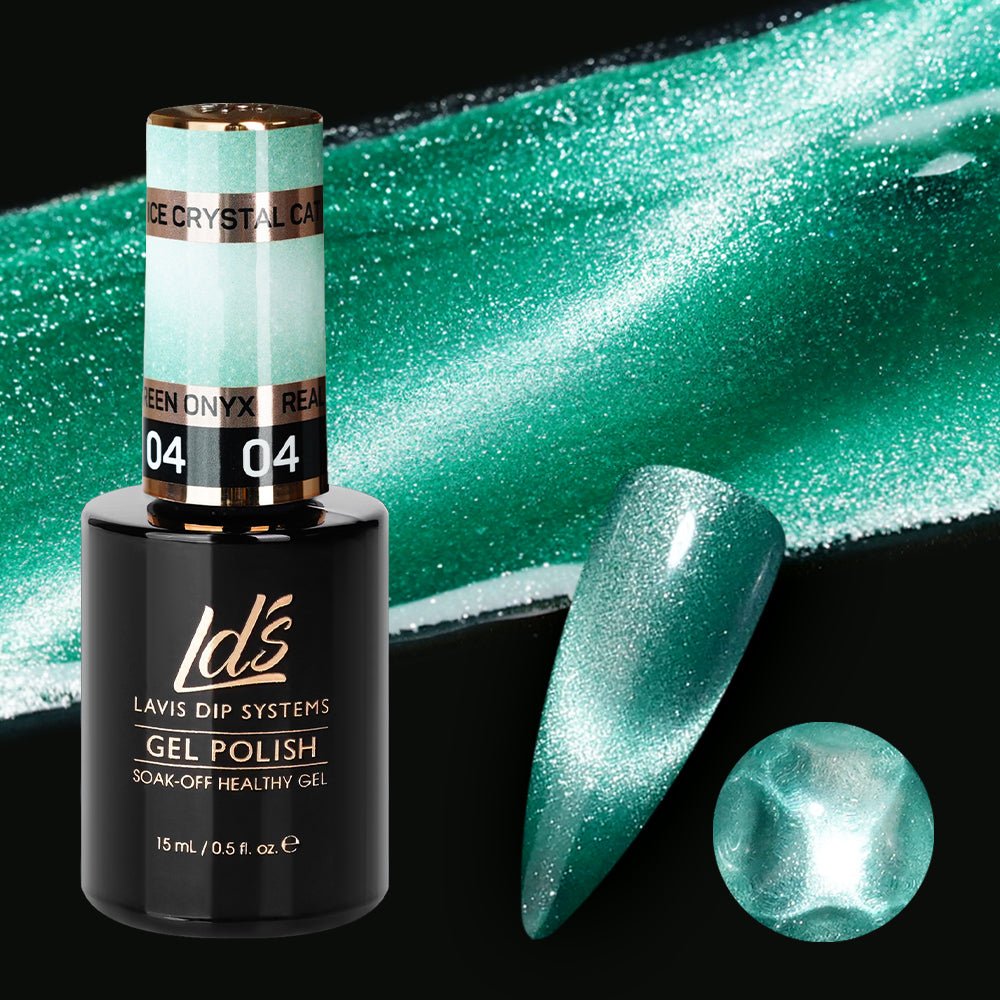 LDS 4 Real Green Onyx - Gel Polish 0.5 oz - Ice Crystal Cat Eyes - DTK Nail Supply