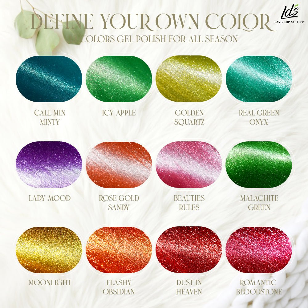 LDS 4 Real Green Onyx - Gel Polish 0.5 oz - Ice Crystal Cat Eyes - DTK Nail Supply