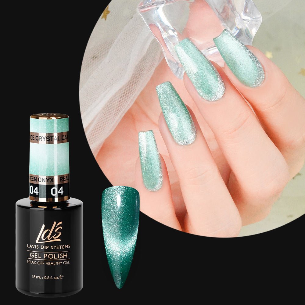 LDS 4 Real Green Onyx - Gel Polish 0.5 oz - Ice Crystal Cat Eyes - DTK Nail Supply