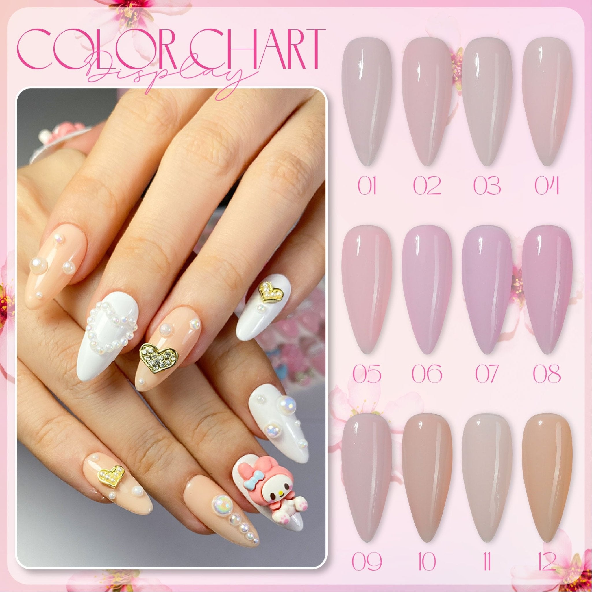 LDS BP Set 12 Colors - Blossom Pink Collection - DTK Nail Supply