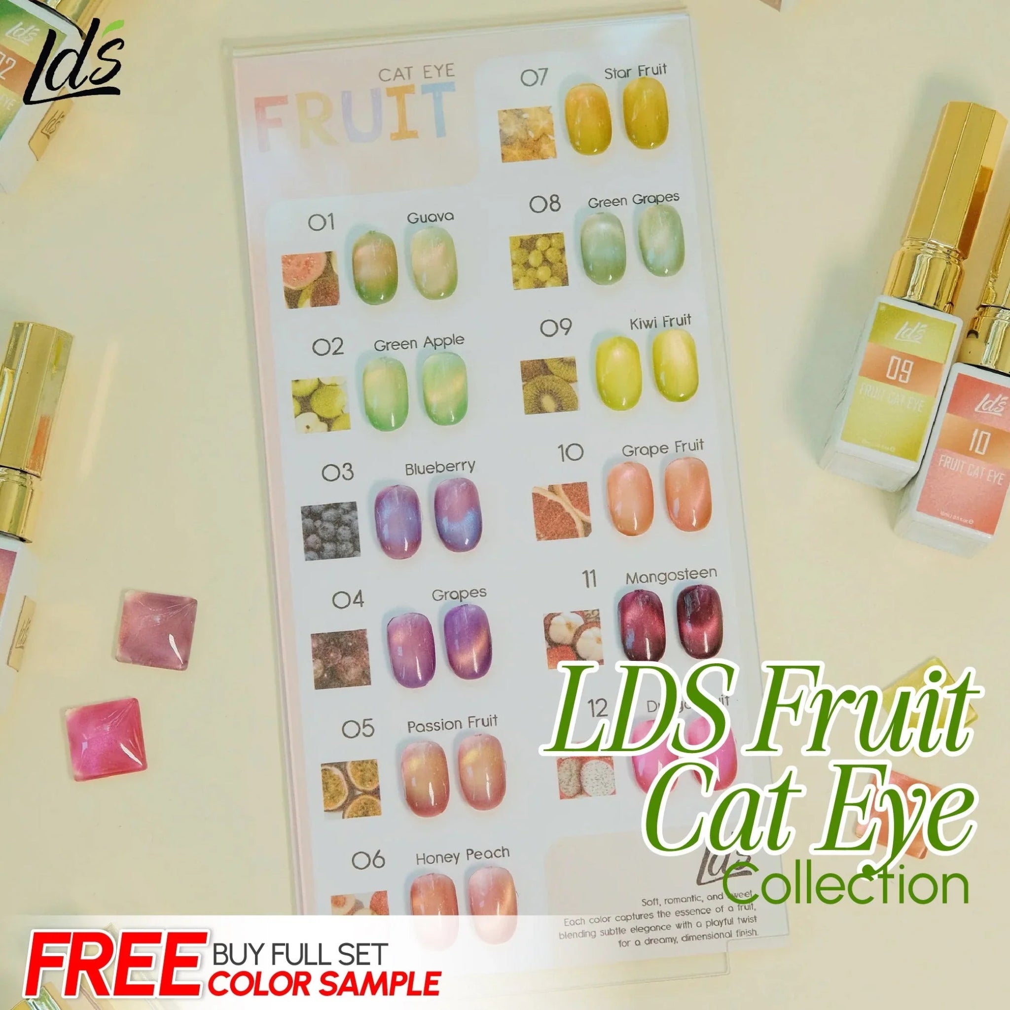 🎁 LDS CE Set 12 - LDS Fruit Cat Eye Collection (100% off) - DTK Nail Supply