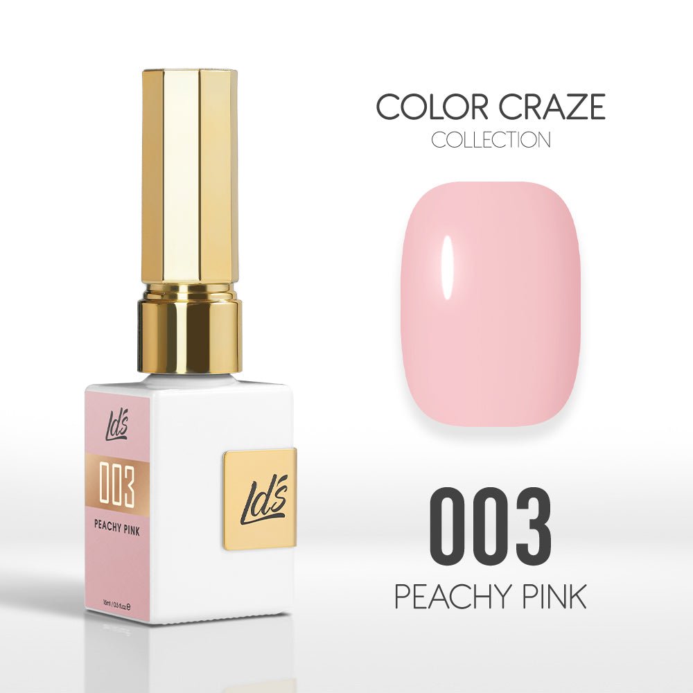 LDS Color Craze Gel Nail Polish - 003 Peachy Pink - 0.5oz - DTK Nail Supply