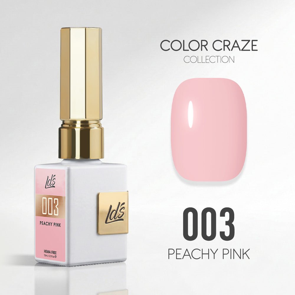 LDS Color Craze Gel Nail Polish - 003 Peachy Pink - 0.5oz - DTK Nail Supply