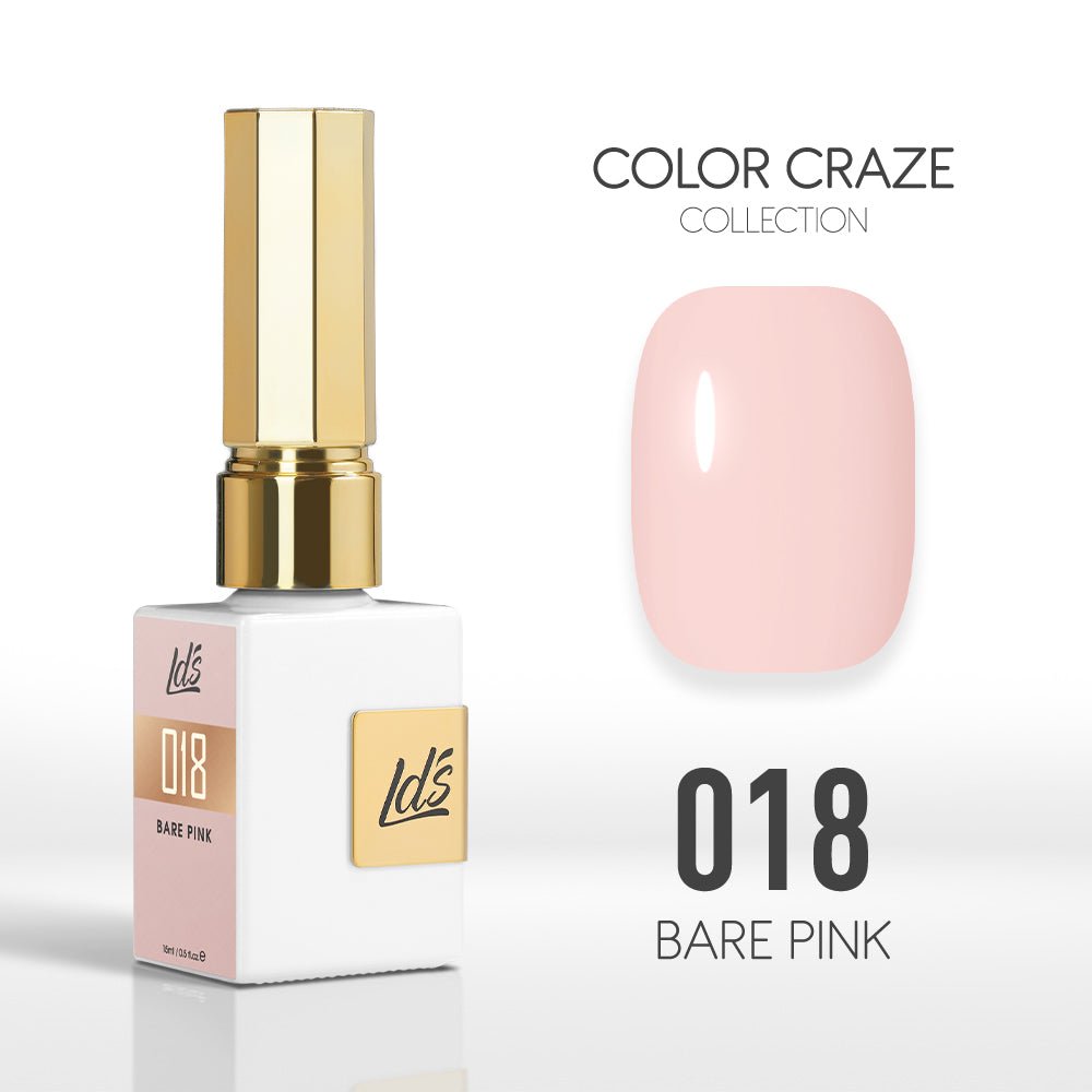 LDS Color Craze Gel Nail Polish - 018 Bare Pink - 0.5oz - DTK Nail Supply