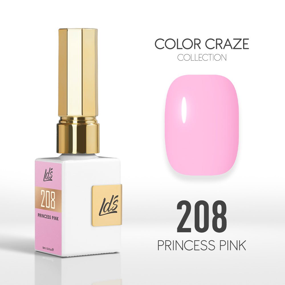 LDS Color Craze Gel Nail Polish - 208 Princess Pink - 0.5oz - DTK Nail Supply