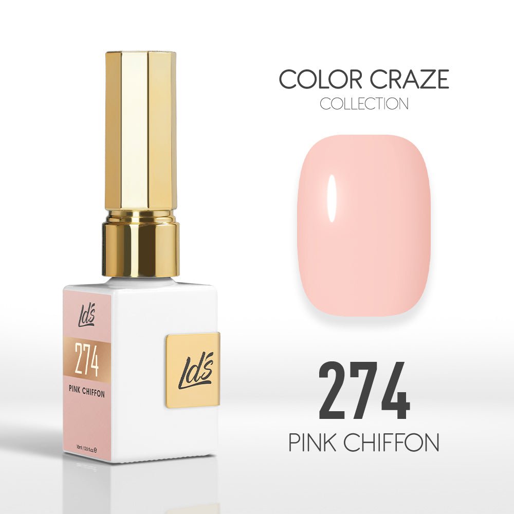 LDS Color Craze Gel Nail Polish - 274 Pink Chiffon - 0.5oz - DTK Nail Supply