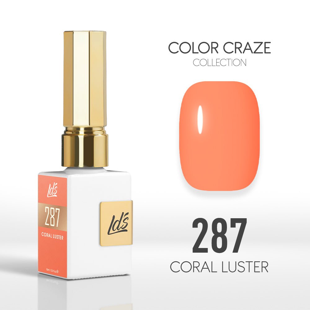 LDS Color Craze Gel Nail Polish - 287 Coral Luster - 0.5oz - DTK Nail Supply