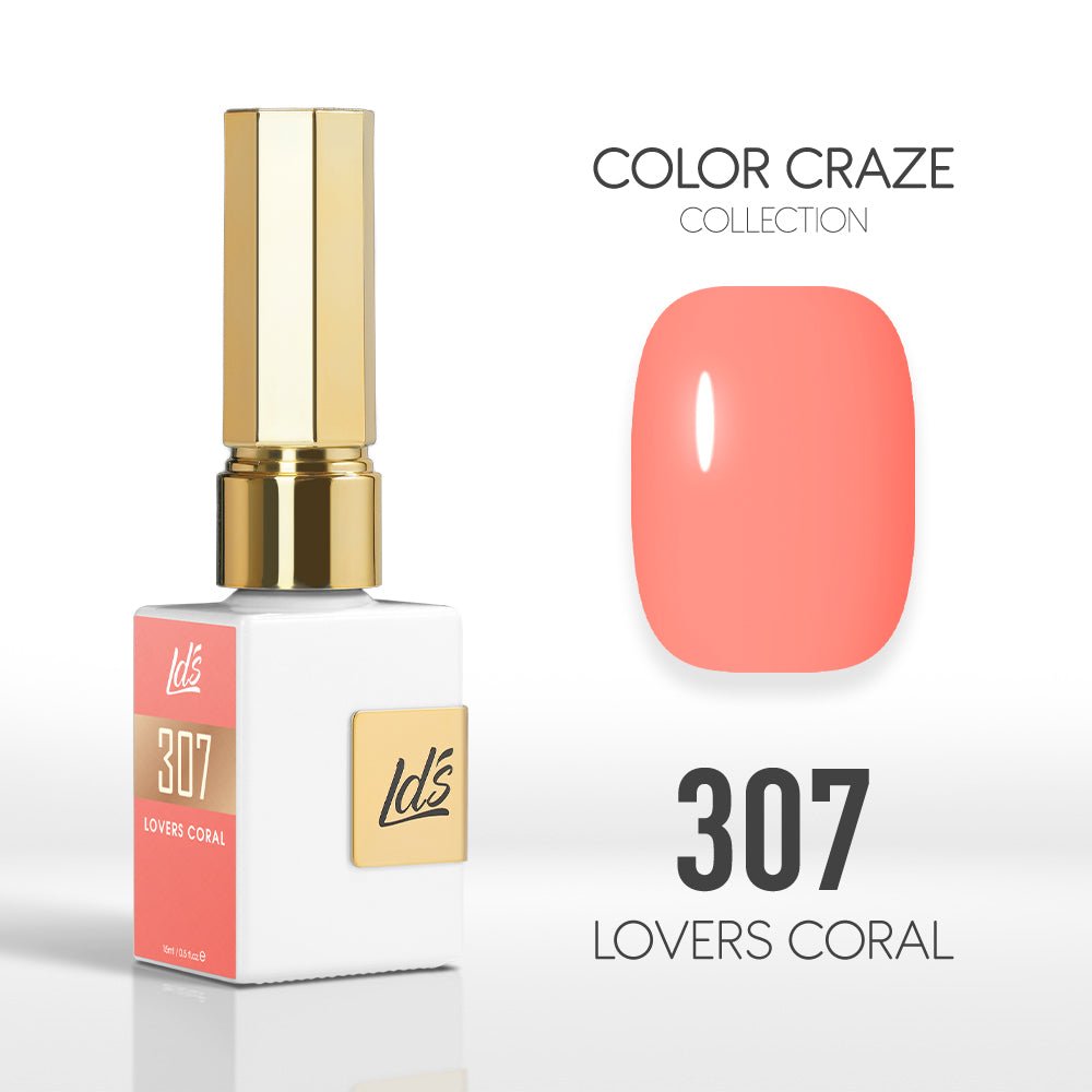 LDS Color Craze Gel Nail Polish - 307 Lovers Coral - 0.5oz - DTK Nail Supply