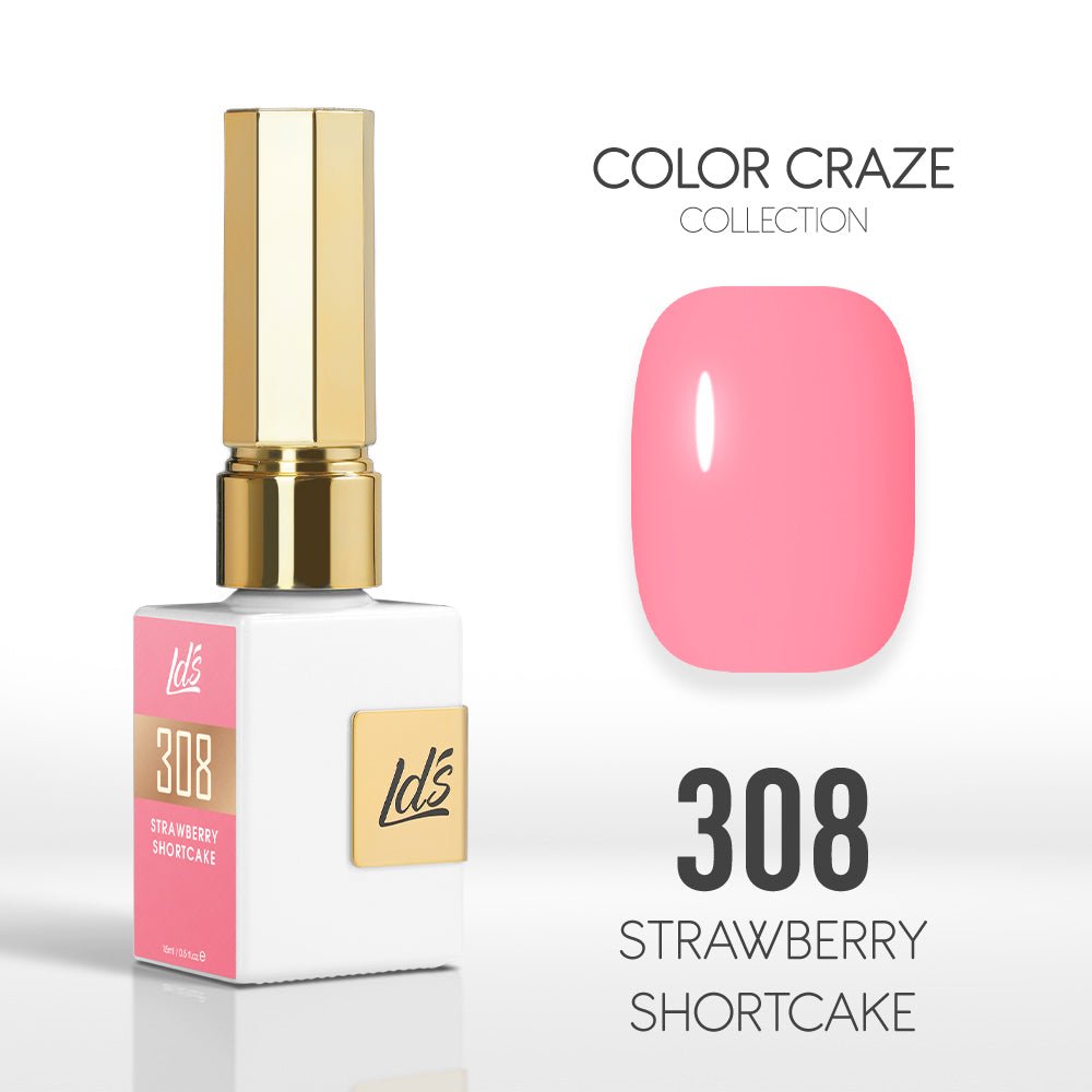 LDS Color Craze Gel Nail Polish - 308 Strawberry Shortcake - 0.5oz - DTK Nail Supply