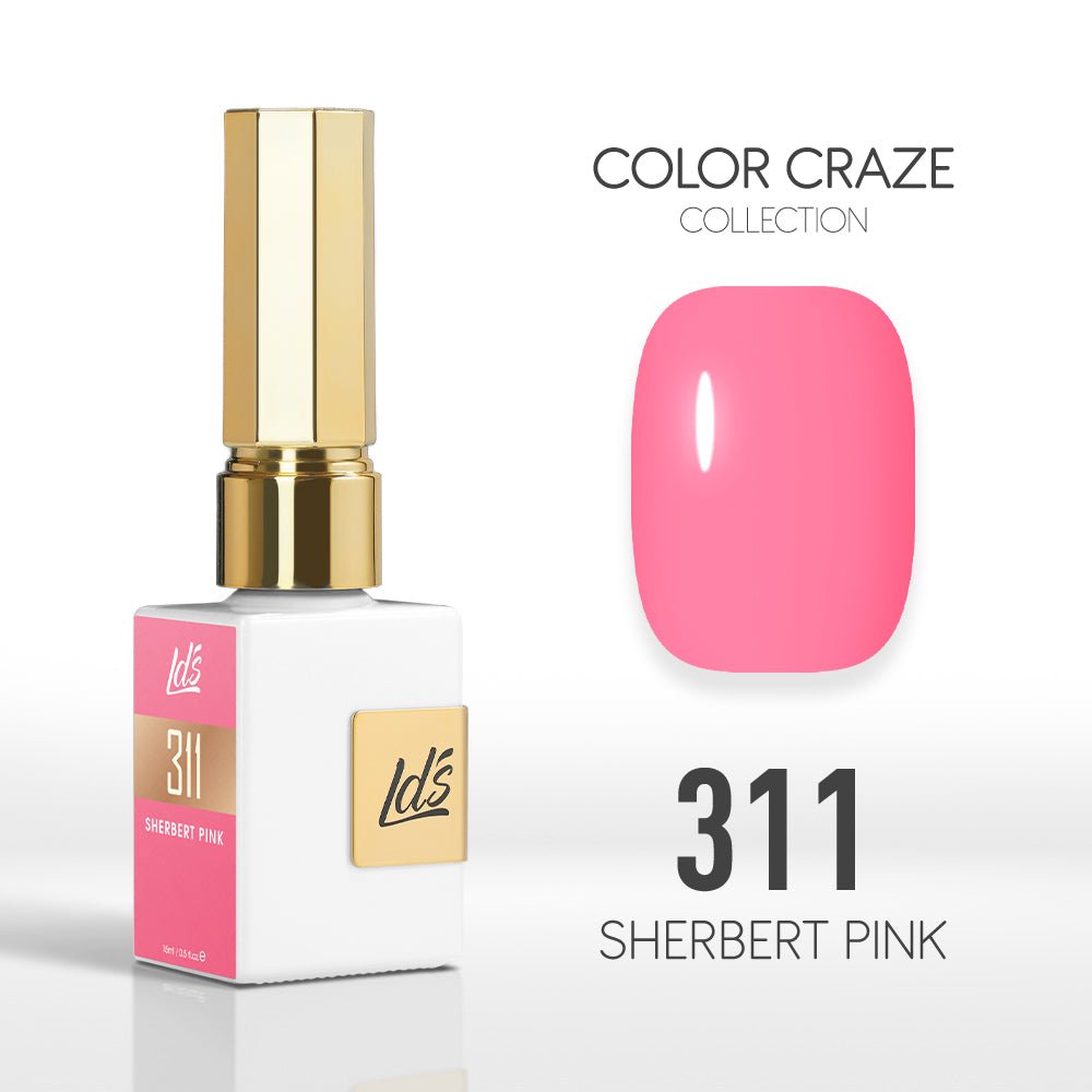 LDS Color Craze Gel Nail Polish - 311 Sherbert Pink - 0.5oz - DTK Nail Supply