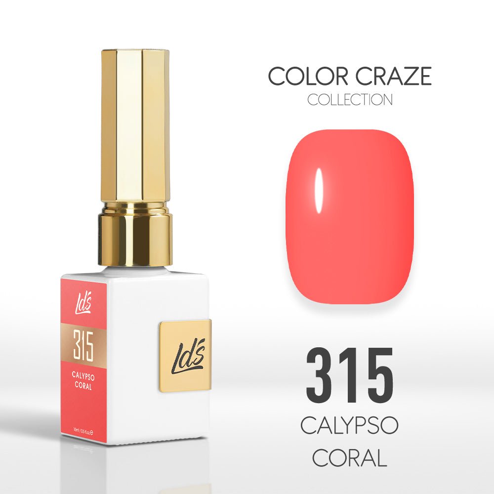 LDS Color Craze Gel Nail Polish - 315 Calypso Coral - 0.5oz - DTK Nail Supply