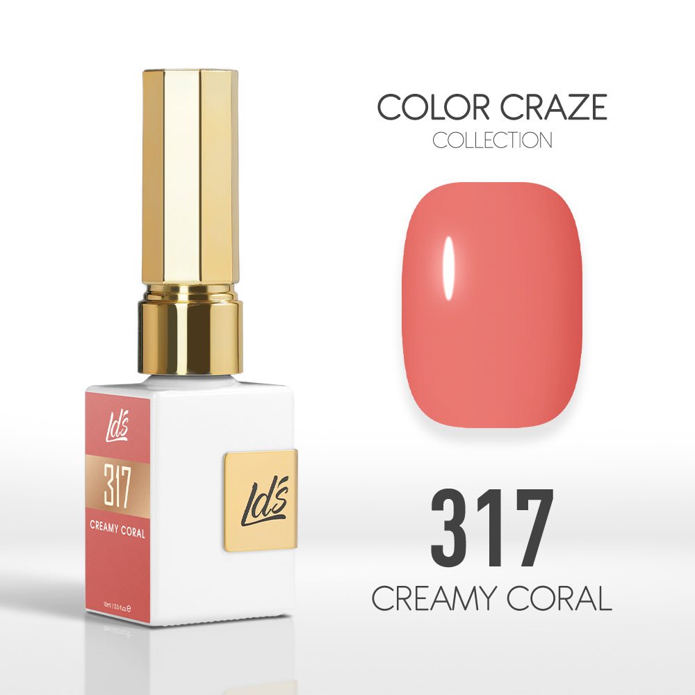 LDS Color Craze Gel Nail Polish - 317 Creamy Coral - 0.5oz - DTK Nail Supply
