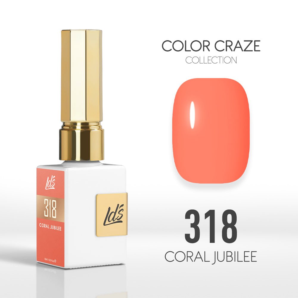 LDS Color Craze Gel Nail Polish - 318 Coral Jubilee - 0.5oz - DTK Nail Supply