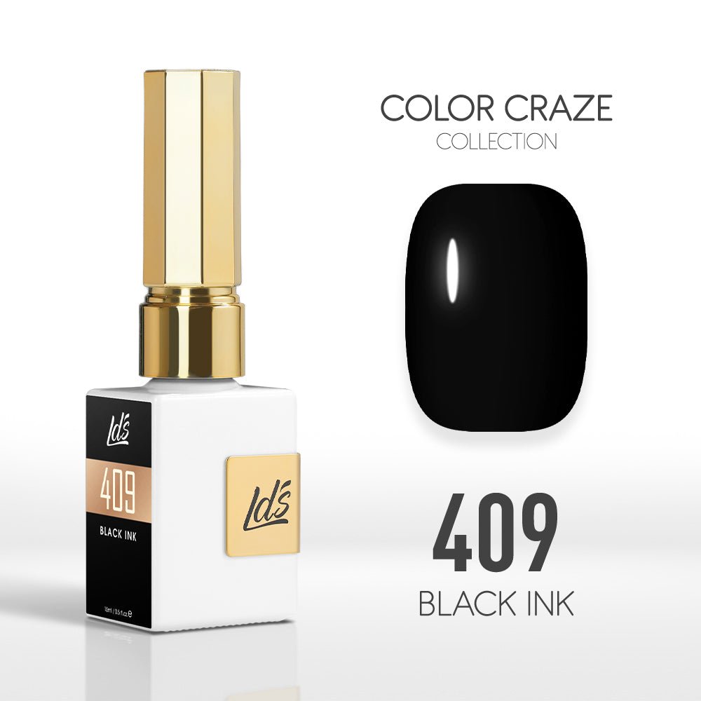 LDS Color Craze Gel Nail Polish - 409 Black Ink - 0.5oz - DTK Nail Supply